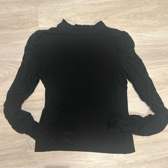 Walter Baker ruched long sleeve top women’s L Black Quiet luxury minimalist - Picture 2 of 12